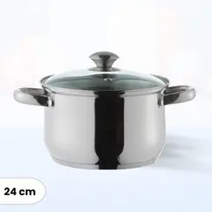 ILKO - Olla de acero Inox Prime Tapa de Vidrio 24 cm