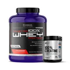 ULTIMATE NUTRITION - Prostar 100 % Whey 5 LB Strawberry + Creatina Universe Nutrition 150 g - 60 serv