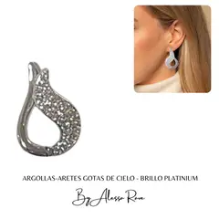 GENERICO - ARGOLLAS-ARETES GOTAS DE CIELO - BRILLO PLATINIUM