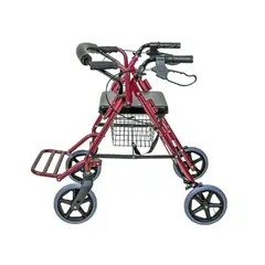 GENERICO - Andador con Asiento Canastilla Posapie Guinda ORTOPEDICO PLEGABLE