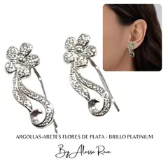 GENERICO - ARGOLLAS-ARETES FLORES DE PLATA - BRILLO PLATINIUM