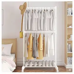 GENERICO - Colgador Organizador de Ropa y Zapatos 2 Niveles 175x73x42cm - Blanco