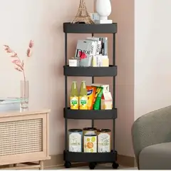 GENERICO - CARRITO ORGNIZADOR 4 NIVELES CON RUEDAS COLOR NEGRO