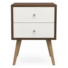 GENERICO - VELADOR DE MELAMINA 2 CAJONES ESTILO VINTAGE