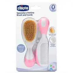 CHICCO - SET DE CEPILLO Y PEINE PARA BEBE ROSADO