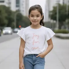 LE PETIT COMPANY - Polo Niña Manga Corta Joy Blanco 100 Algodón -