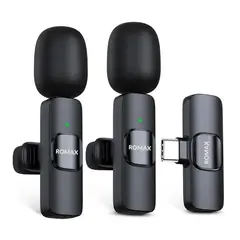 ROMAX - Micrófono Inalámbrico de Solapa Doble Tipo C con Reducción de Ruido y Sonido Profesional