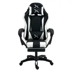 GENERICO - Silla Gamer Lyzor con Posapiés SGBWTWN135A Negra y Blanca