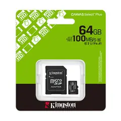 KINGSTON - Memoria MicroSD SDCS3/64GB Canvas Select Plus 150MB/s Clase 10