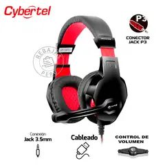 CYBERTEL - Audífono Gamer MITICO CYB HG501 Negro Sonido Estéreo 35mm