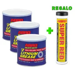 ABRO - Grasa Multipropósito de Litio #2 Ámbar LG-857 Pack x 3 + Regalo Grasa Super Red LG-921