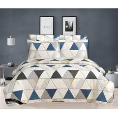 GENERICO - COBERTOR VERANO HAIRIFON - ESTAMPADO TRIÁNGULOS BLANCO