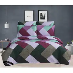 GENERICO - COBERTOR VERANO HAIRIFON - ESTAMPADO CUADROS MORADO