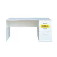 TEMEL - Escritorio Ejecutivo de Oficina 160 cm Blanco con Cajones y Llave