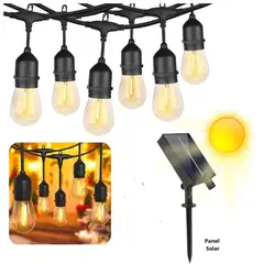 OEM - Guirnalda de 25Focos 15metros Vintage Exterior Recargable Solar