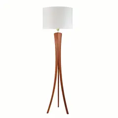 GENERICO - Lámpara de pie Trípode de Madera Safo Hueso