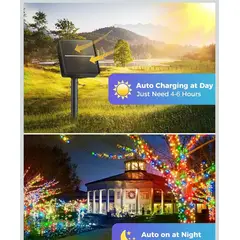 GENERICO - Luces de 300 Focos con panel Solar 30Mts MULTICOLOR
