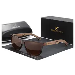 KINGSEVEN - Lentes de Sol Deportivos Madera Polarizado marron