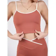 TWO OCEANS FITWEAR - Top Deportivo Mujer con Tiras Blancas Regulables