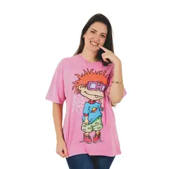 NICKELODEON - Polo Mujer Nick 90S Manga Corta Oversize Algodón Lavado