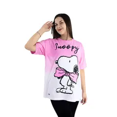 SNOOPY - Polo Mujer Manga Corta Oversize Algodón Negro