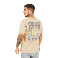NICKELODEON - Polo Hombre Bob Sponja Manga Corta Regular Algodón Beige