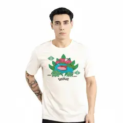 POKEMON - Polo Hombre Manga Corta Regular Algodón Marfil