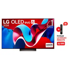 LG - Televisor OLED evo C4 65" 4K UHD Smart TV WebOS ThinQ AI 2024