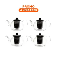 GENERICO - Pack4 Infusor con Tapa de Acero de 900ml F066B Transparente