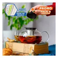 GENERICO - Pack4 Infusor para Hojas de Te 900ml F066B Y+Papel de Regalo