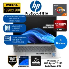 HP - Laptop AMD Ryzen 7 (ProBook 4 G1A) RAM 16 GB SSD 1 TB 14"WUXGA Windows 11 PRO