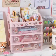 GENERICO - ORGANIZADOR DE ESCRITORIO KAWAII ROSADO – 3 NIVELES