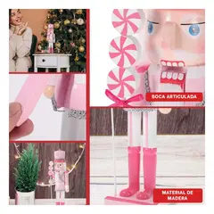 RYBIU IMPORT - Cascanuez con Sombrero y Baston de Caramelos en Rosado