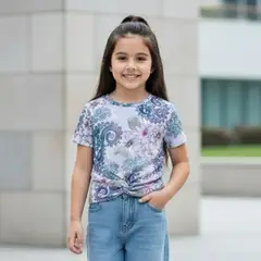 LE PETIT COMPANY - Polo Niña Rib Mandala Nudo Morado - Aqua