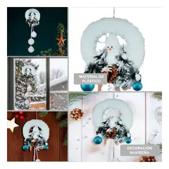 GENERICO - Corona Navideña de Muñeco de Nieve con Colgantes en Blanco