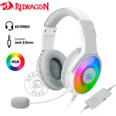 REDRAGON - Audífono Gamer Pandora 2 H350 RGB 3.5mm Estéreo Blanco