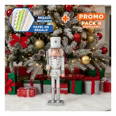 GENERICO - Pack4 Cascabelin Moderno en Plata Blanco Y+Papel de Regalo