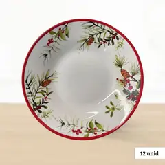 ICHIMATSU - Plato Hondo Navideño Flores 9 Pulgadas 12 Unidade