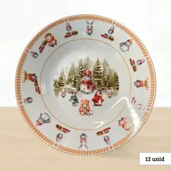 ICHIMATSU - Plato Hondo Navideño Muñeco Nieve 9 Pulgadas 12 Unidade