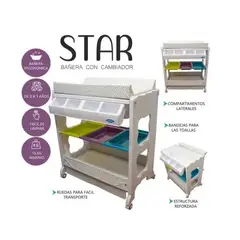 EBABY - BAÑERA CAMBIADOR STAR 2 NIVELES MULTICOLOR