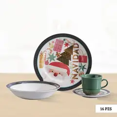 CORONA - Juego de Vajilla Navideña Santa Dream Hogar 16 Piezas