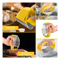 ANIMALIA - Triturador de Ajo con Mango de Plastico Amarillo