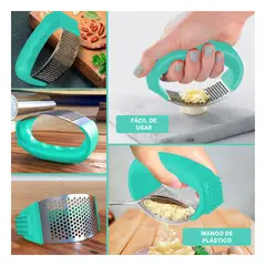ANIMALIA - Triturador de Ajo con Mango de Plastico Verde agua