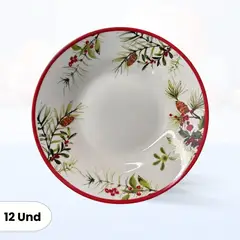 ICHIMATSU - Plato Hondo Navideño Flores 9 Pulgadas 12 Unidade