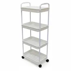 GENERICO - Estante Organizador Con Ruedas 4 Niveles Blanco