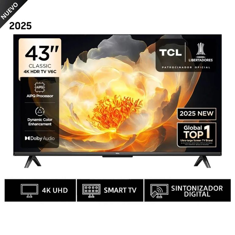 Televisor Smart TV 43 LED 4K UHD Negro 43V6C