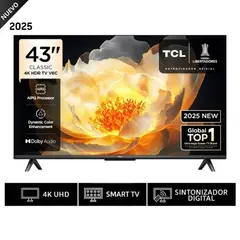 TCL - Televisor Smart TV 43 LED 4K UHD Negro 43V6C