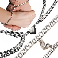 NO LOGO - Pulsera De Parejas Corazon Magnetico Novio Enamorados Acero Inoxidable