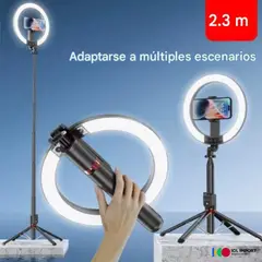 OEM - ARO DE LUZ RECARGABLE DE 26cm EN TRIPODE TELESCOPICO DE ALUMINIO DE 230cm