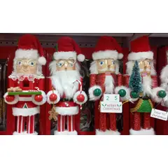 GENERICO - Cascanueces de navidad pack de 4 modelos color santa Claus 38cm